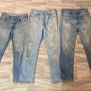 VTG 1980s Levi’s Orange Tab 619 MENS Denim Jeans Lot of 3 Distressed Thrashed